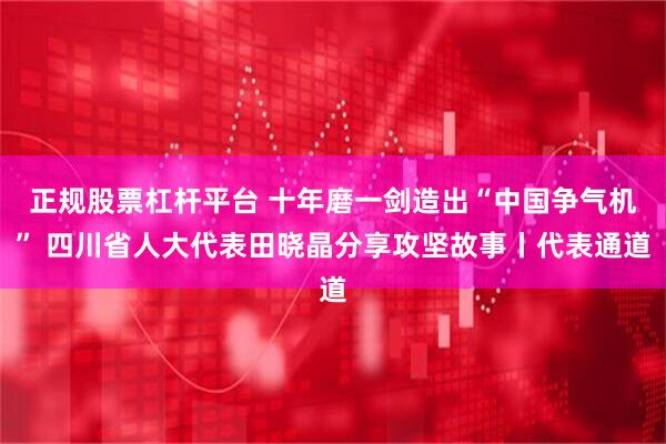 正规股票杠杆平台 十年磨一剑造出“中国争气机” 四川省人大代表田晓晶分享攻坚故事丨代表通道